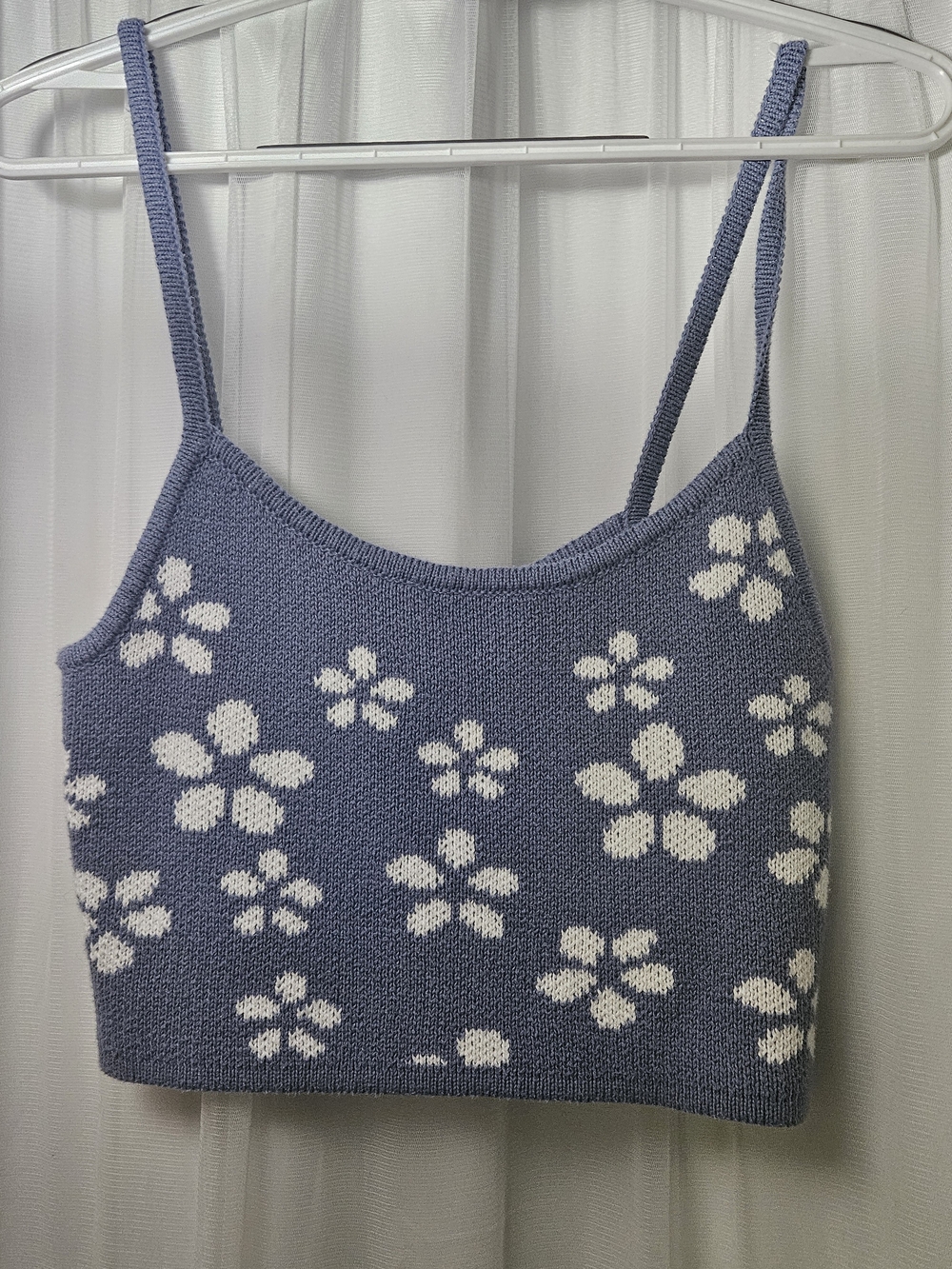 Aeropostale Blue Knit Floral Cropped Cami